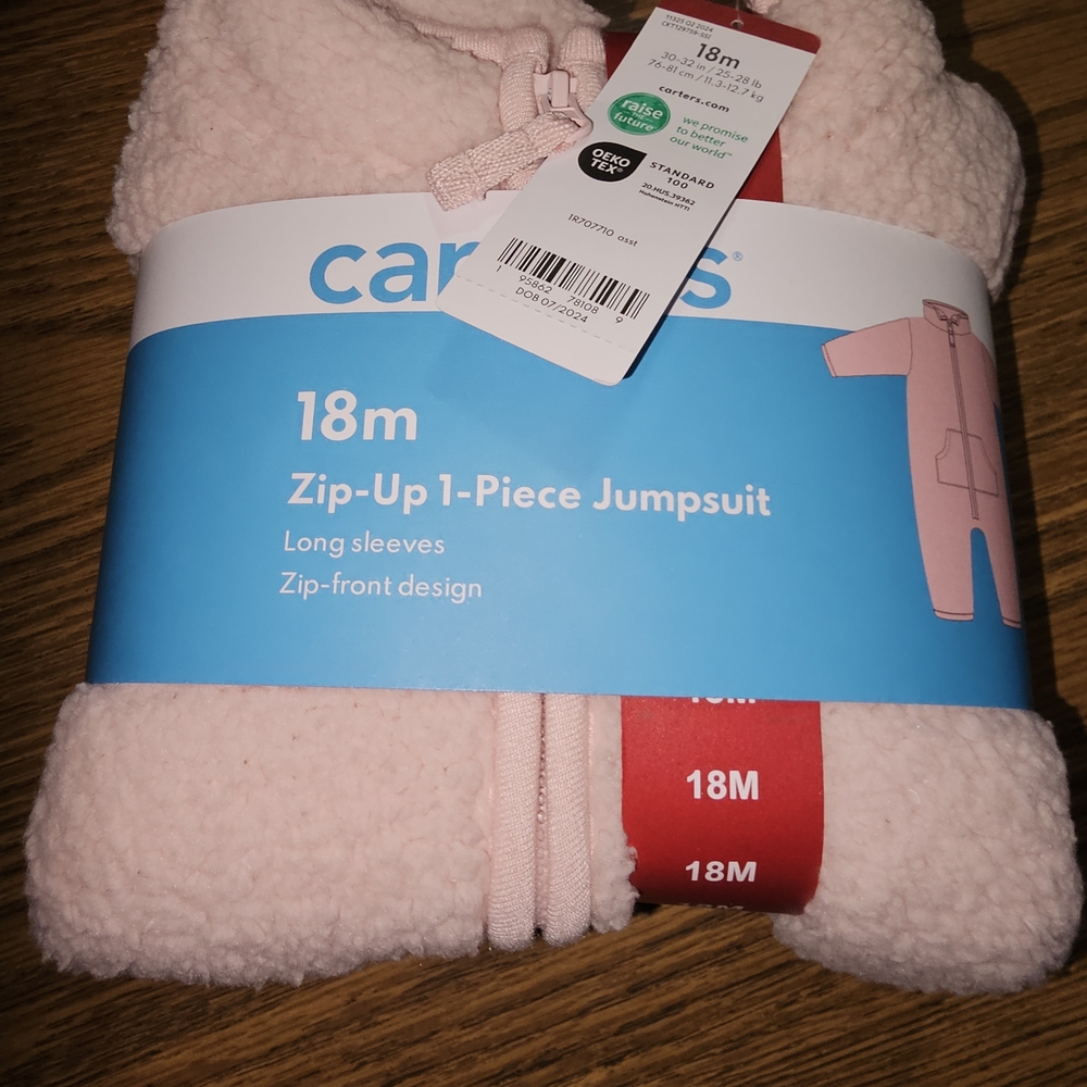 Carter's Soft Pink Zip-Up Jumpsuit 18M